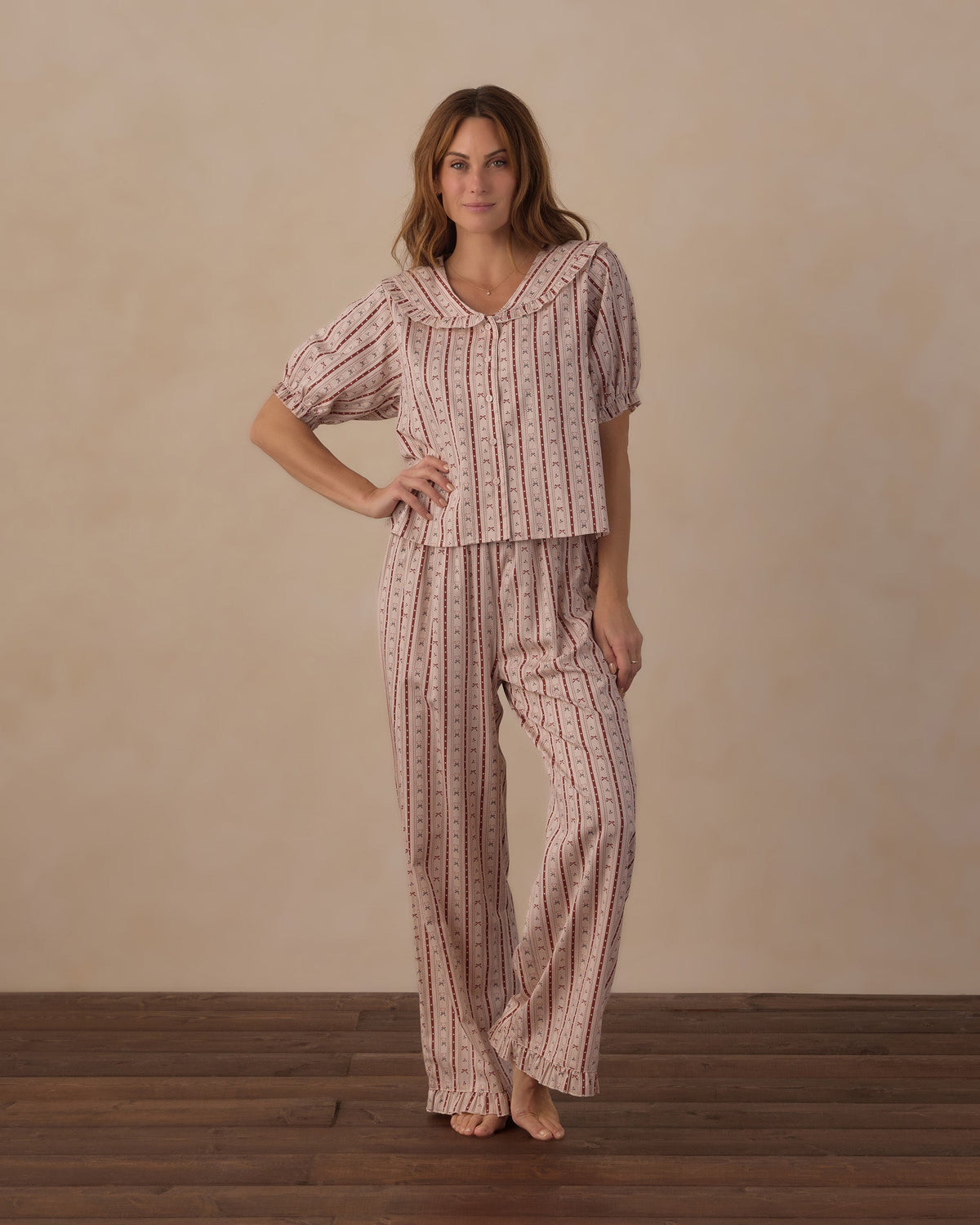 Rylee + Cru Women's Ruffle Pajamas – Candy Cane Lane, official photo 1