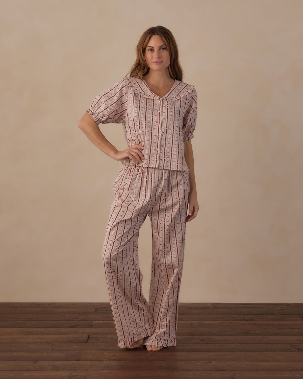 Rylee + Cru Women's Ruffle Pajamas – Candy Cane Lane, official photo 4