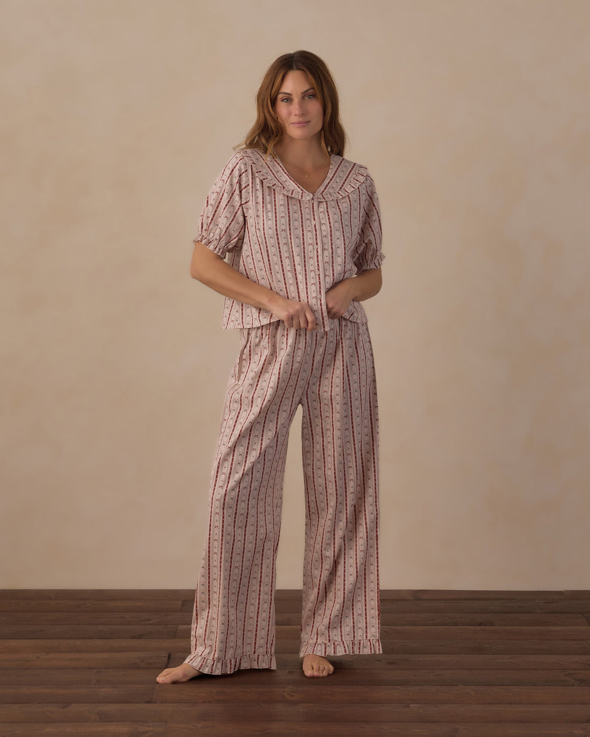 Rylee + Cru Women's Ruffle Pajamas – Candy Cane Lane, official photo 5