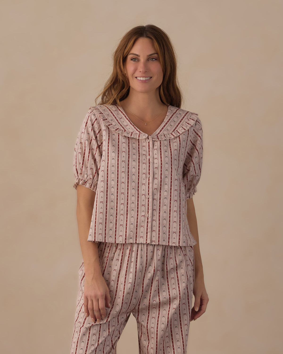 Rylee + Cru Women's Ruffle Pajamas – Candy Cane Lane, official photo 6