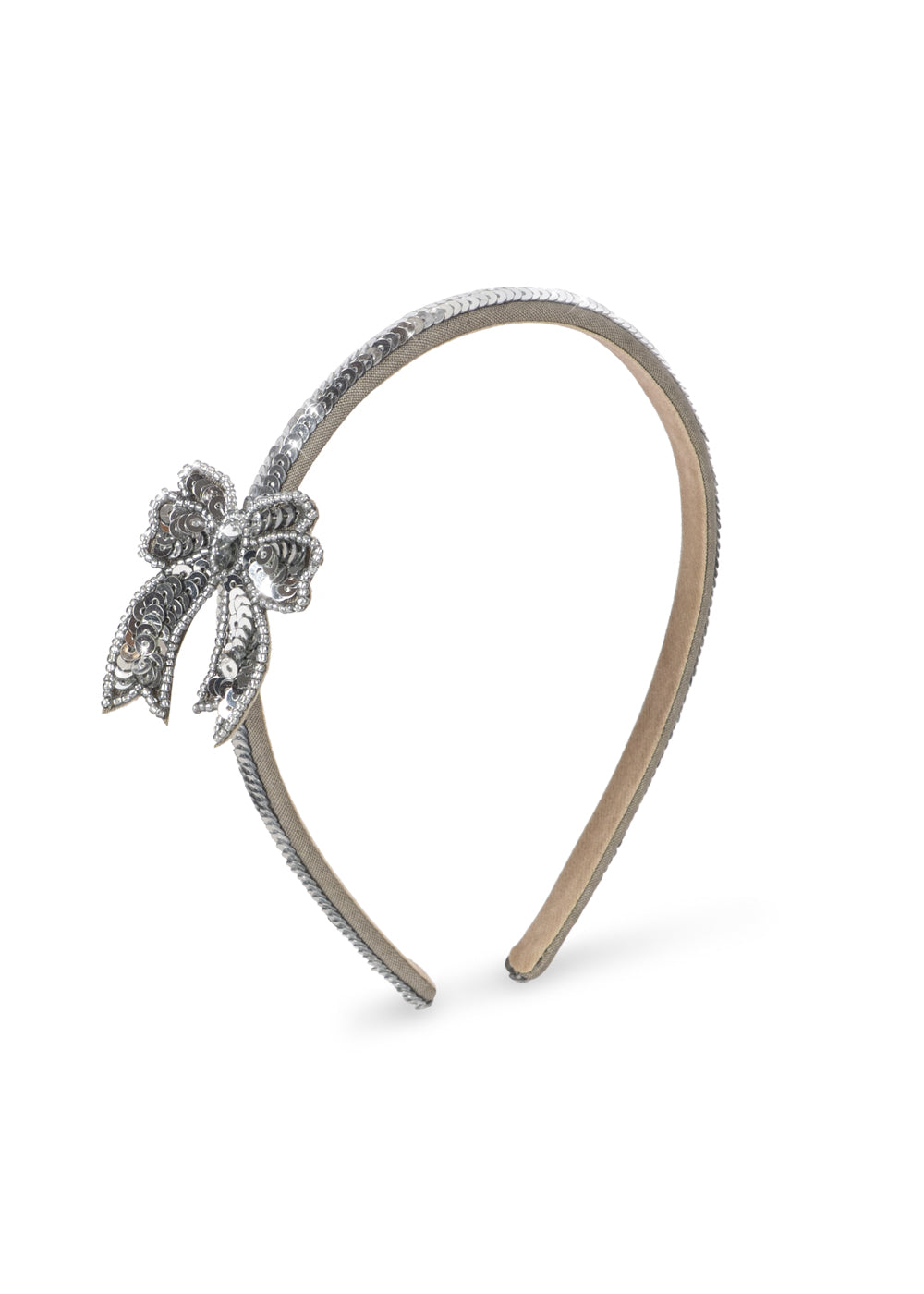 SEQUIN BOW HAIR BRACE - silver – view 1